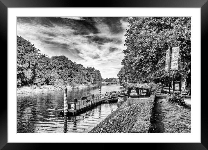 Castle Water Bus Stop 2 Mono Framed Mounted Print by Steve Purnell