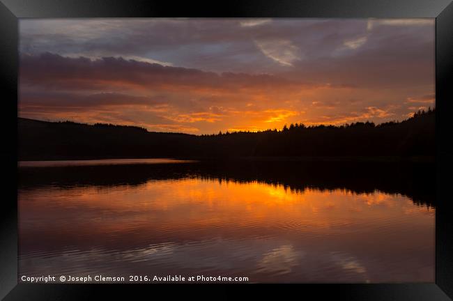 Turton and Entwistle reservoir sunset Framed Print by Joseph Clemson