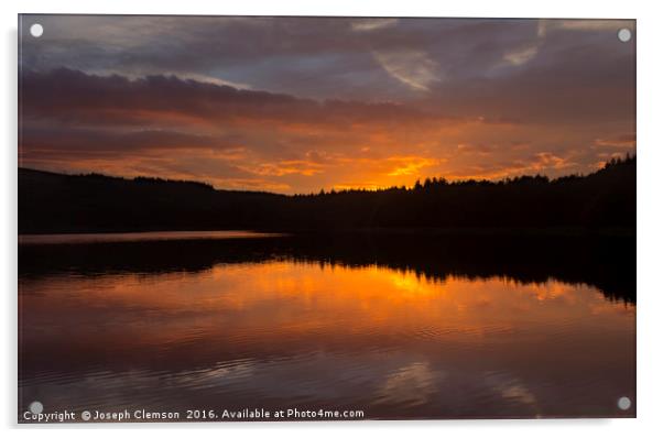 Turton and Entwistle reservoir sunset Acrylic by Joseph Clemson