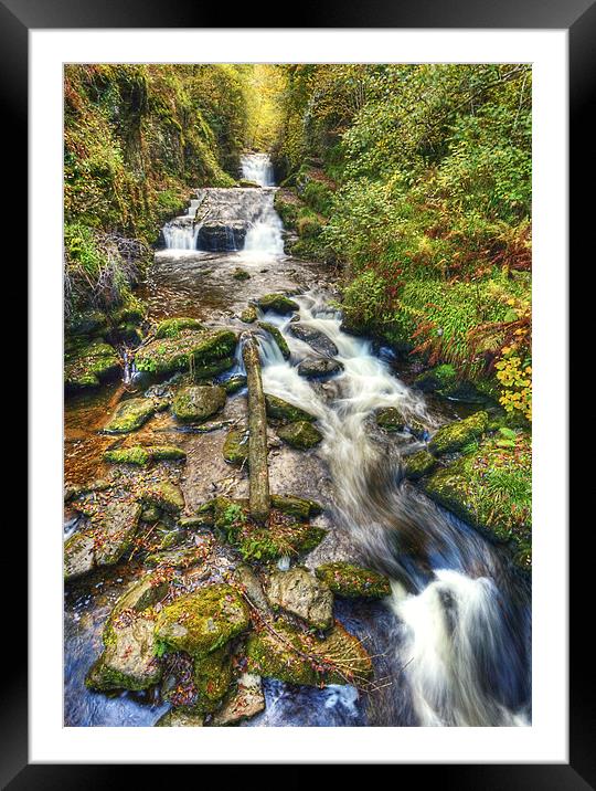 Watersmeet Autumn Waterfall Framed Mounted Print by Mike Gorton
