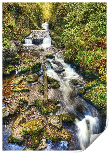 Watersmeet Autumn Waterfall Print by Mike Gorton