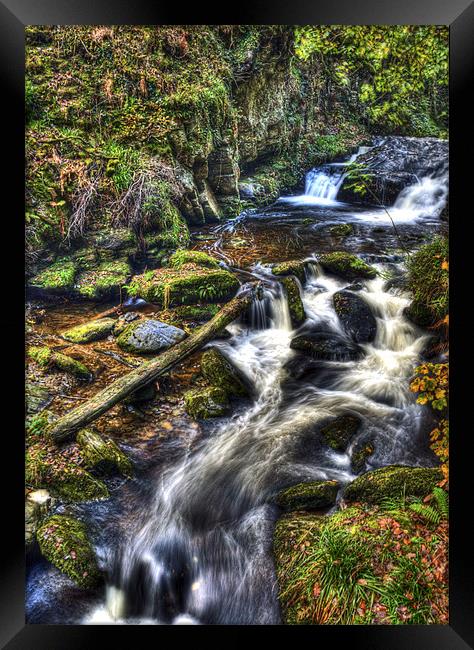 Autumn Waterfall Watersmeet Framed Print by Mike Gorton