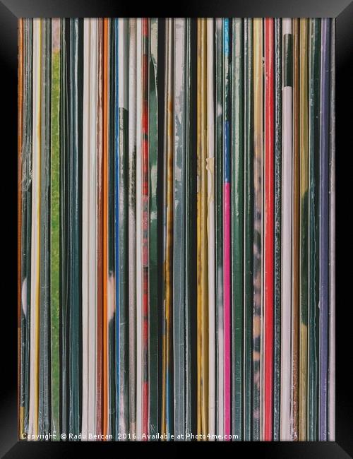 Top View Of Old Vinyl Record Cases Framed Print by Radu Bercan