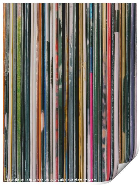 Top View Of Old Vinyl Record Cases Print by Radu Bercan
