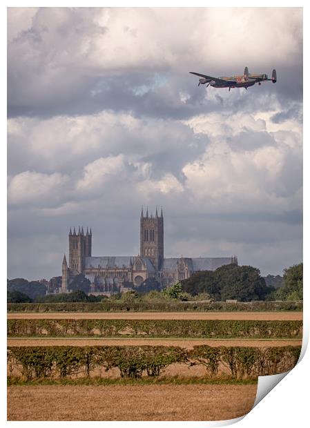 Lancaster Bomber PA474 over Lincoln Print by Andrew Scott