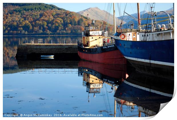 Clyde puffer Vital Spark at Inveraray Pier Print by Angus McComiskey