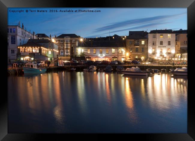 Busy Night at Custom House Quay Framed Print by Terri Waters