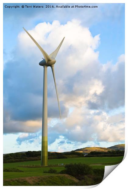 Wind Turbine Cornwall Print by Terri Waters