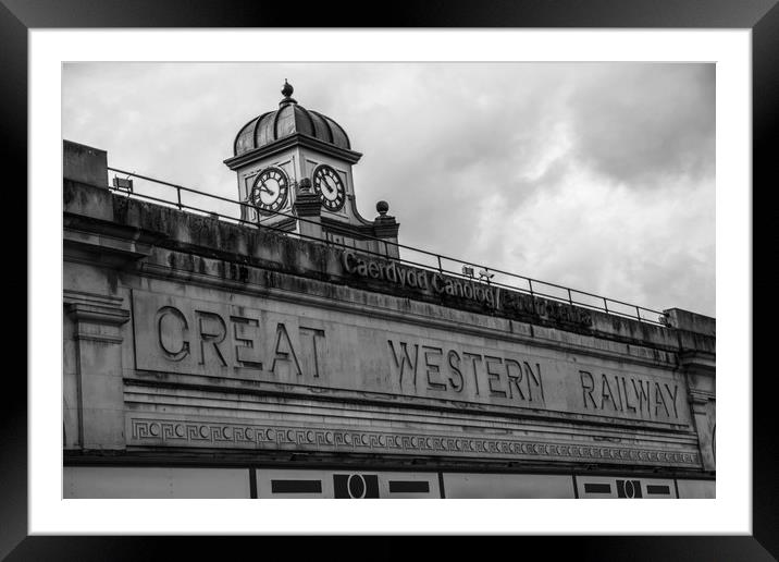 Cardiff Central Station Mono Framed Mounted Print by Steve Purnell