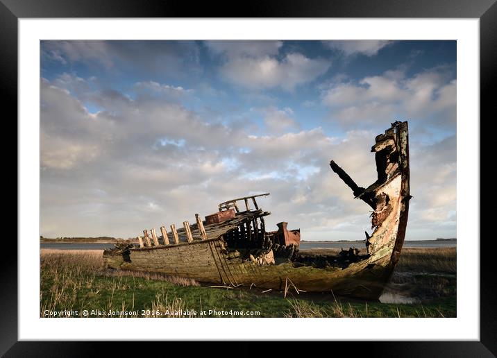 Fleetwood Marsh Wrecks Framed Mounted Print by Alex Johnson