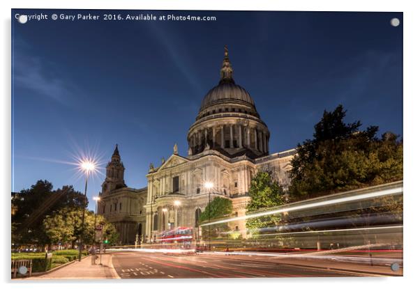 Light Trails past St. Paul's Cathedral, London Acrylic by Gary Parker