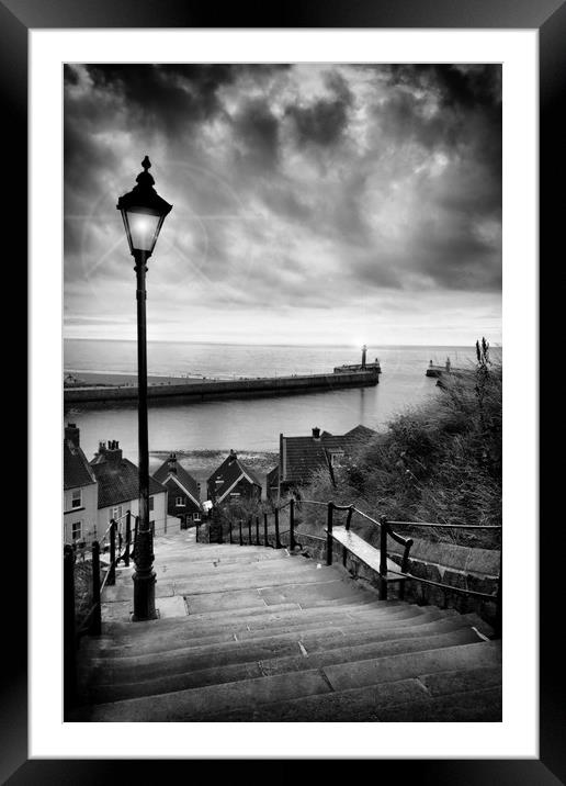 Whitby steps Framed Mounted Print by sean clifford