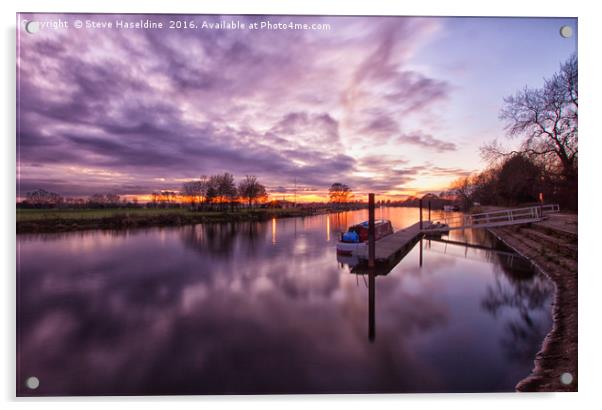 Sunset at Trent Lock Acrylic by Steve Haseldine