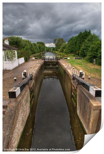Wide Water Lock Harefield 3 Print by Chris Day