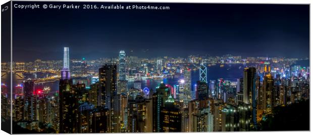 Victoria harbor at night Canvas Print by Gary Parker