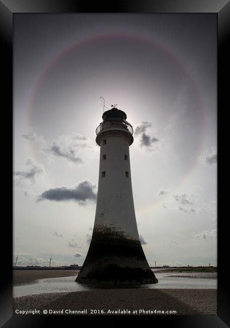 Perch Rock Lighthouse Halo Framed Print by David Chennell