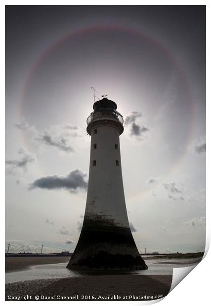 Perch Rock Lighthouse Halo Print by David Chennell