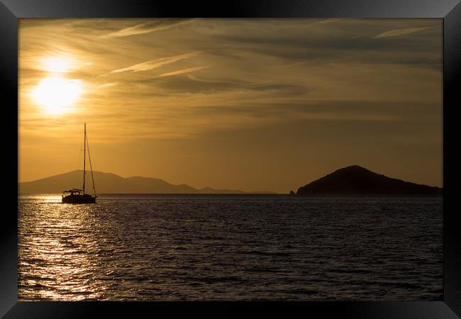 Greek Island Sunset Framed Print by George Cairns