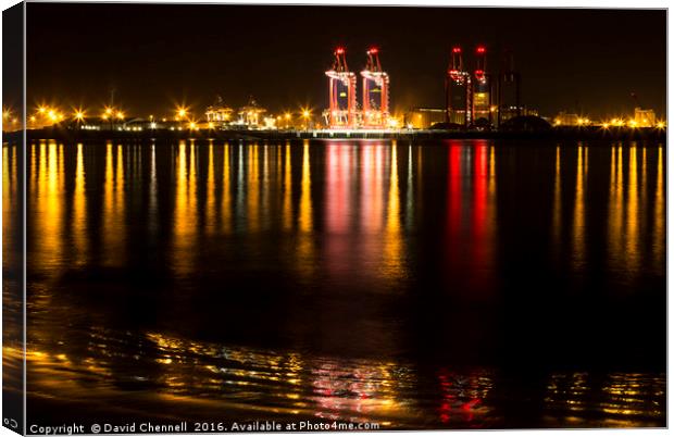 Liverpool Docks Lightshow  Canvas Print by David Chennell