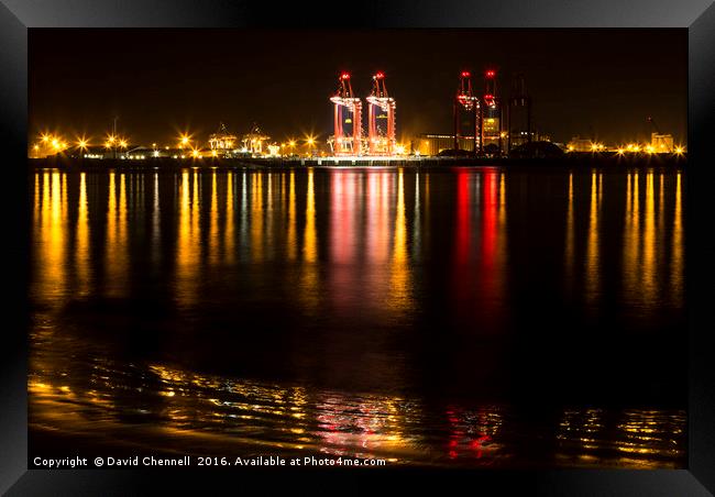 Liverpool Docks Lightshow  Framed Print by David Chennell