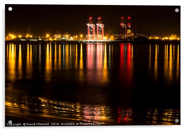 Liverpool Docks Lightshow  Acrylic by David Chennell