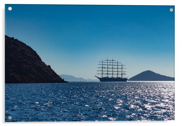 Tall ship on the Aegean sea Acrylic by George Cairns