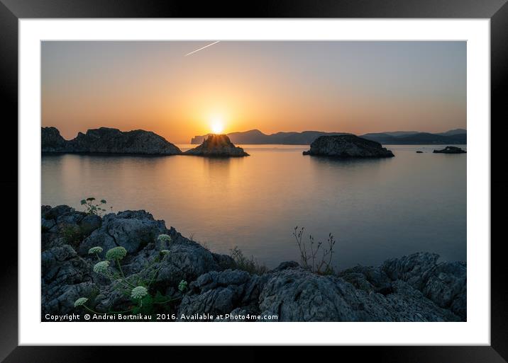 Santa Ponsa coastline at sunset in Mallorca, Spain Framed Mounted Print by Andrei Bortnikau