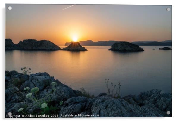 Santa Ponsa coastline at sunset in Mallorca, Spain Acrylic by Andrei Bortnikau