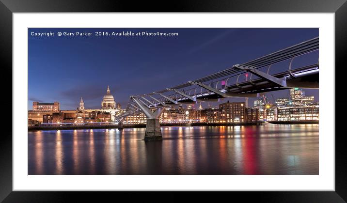 St Paul's Cathedral and the Millennium Bridge Framed Mounted Print by Gary Parker