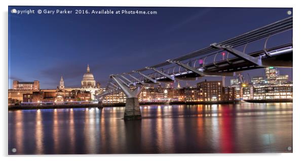 St Paul's Cathedral and the Millennium Bridge Acrylic by Gary Parker