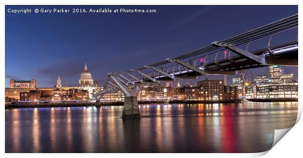 St Paul's Cathedral and the Millennium Bridge Print by Gary Parker