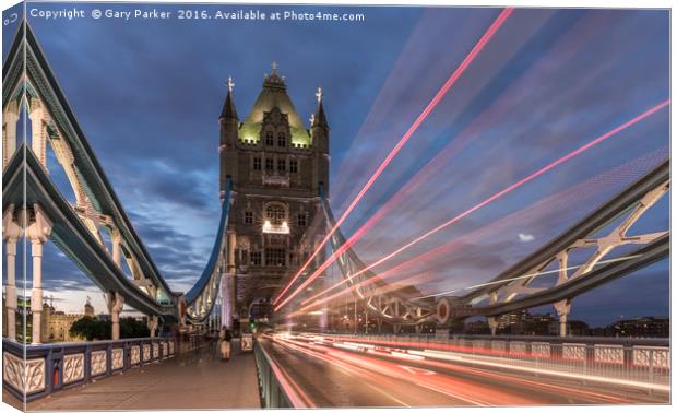 An evening view of Tower Bridge, London. Canvas Print by Gary Parker
