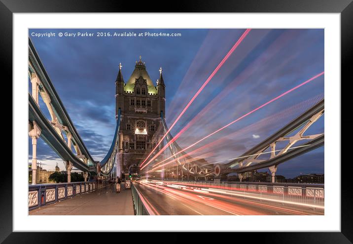 An evening view of Tower Bridge, London. Framed Mounted Print by Gary Parker