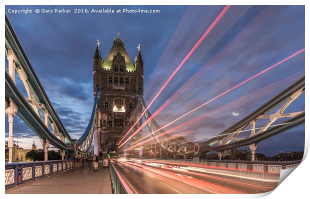 An evening view of Tower Bridge, London. Print by Gary Parker