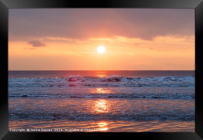 Red Sunset Framed Print by Jackie Davies