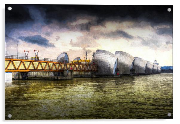 The Thames Barrier London Art Acrylic by David Pyatt