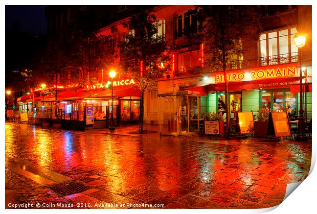 A Rainy Night in Paris Print by Colin Woods