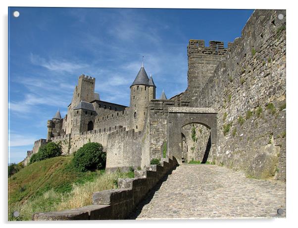 The Castle Ramparts Carcassonne Acrylic by Jacqi Elmslie