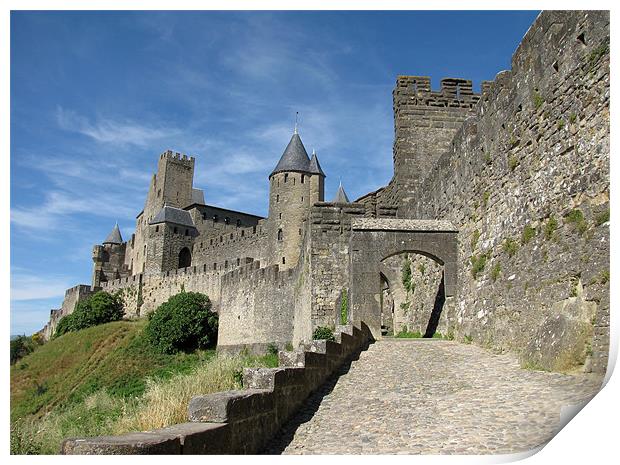 The Castle Ramparts Carcassonne Print by Jacqi Elmslie