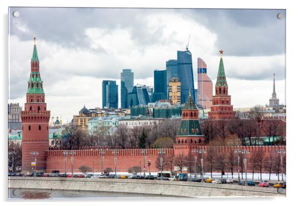 Panorama Of Moscow Kremlin. Acrylic by Valerii Soloviov