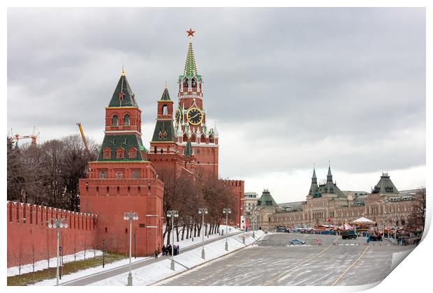 Spasskaya tower of the Kremlin. Print by Valerii Soloviov