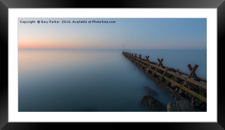 Breakwater at sunset Framed Mounted Print by Gary Parker