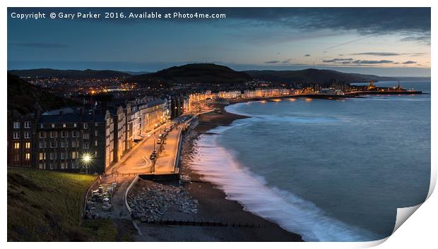 Aberystwyth Promenade in the evening, Wales  Print by Gary Parker