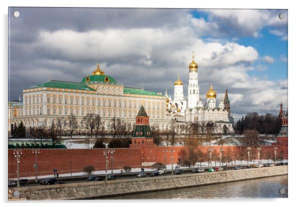 Panorama Of Moscow Kremlin. Acrylic by Valerii Soloviov