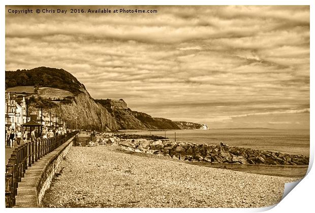 Sidmouth Beach  Print by Chris Day