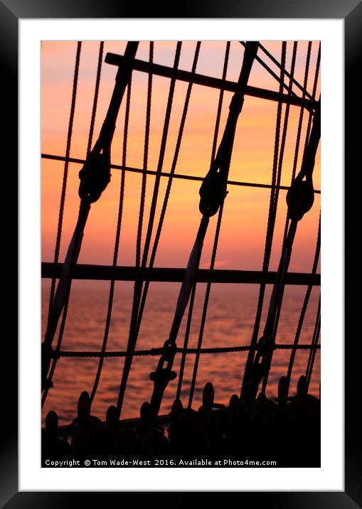 Sunset and Rigging Framed Mounted Print by Tom Wade-West