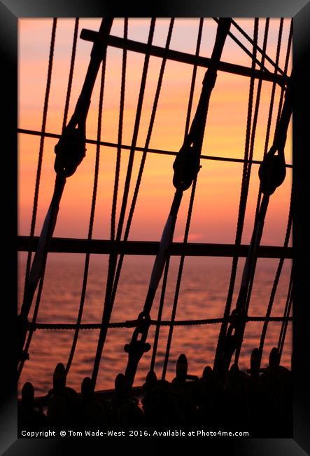 Sunset and Rigging Framed Print by Tom Wade-West