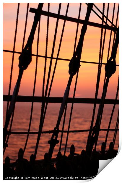 Sunset and Rigging Print by Tom Wade-West
