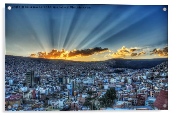 La Paz Sunset Acrylic by Colin Woods