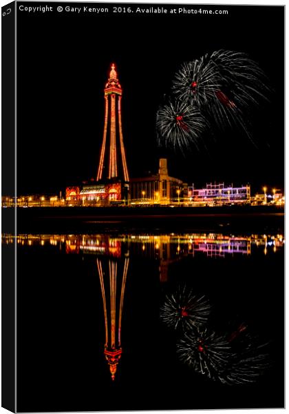 Blackpool Tower At Night Canvas Print by Gary Kenyon
